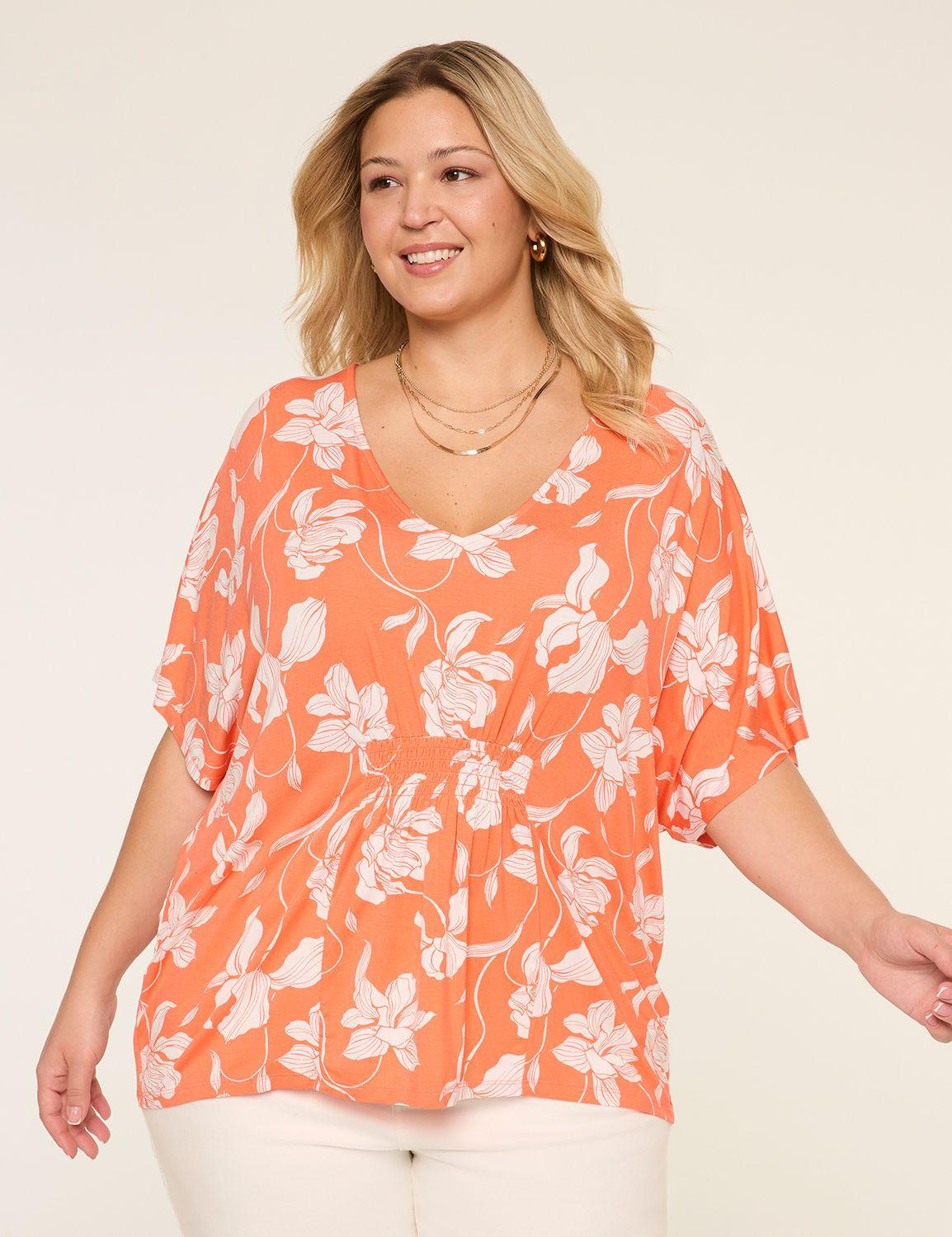 dolman-sleeve smocked-front top