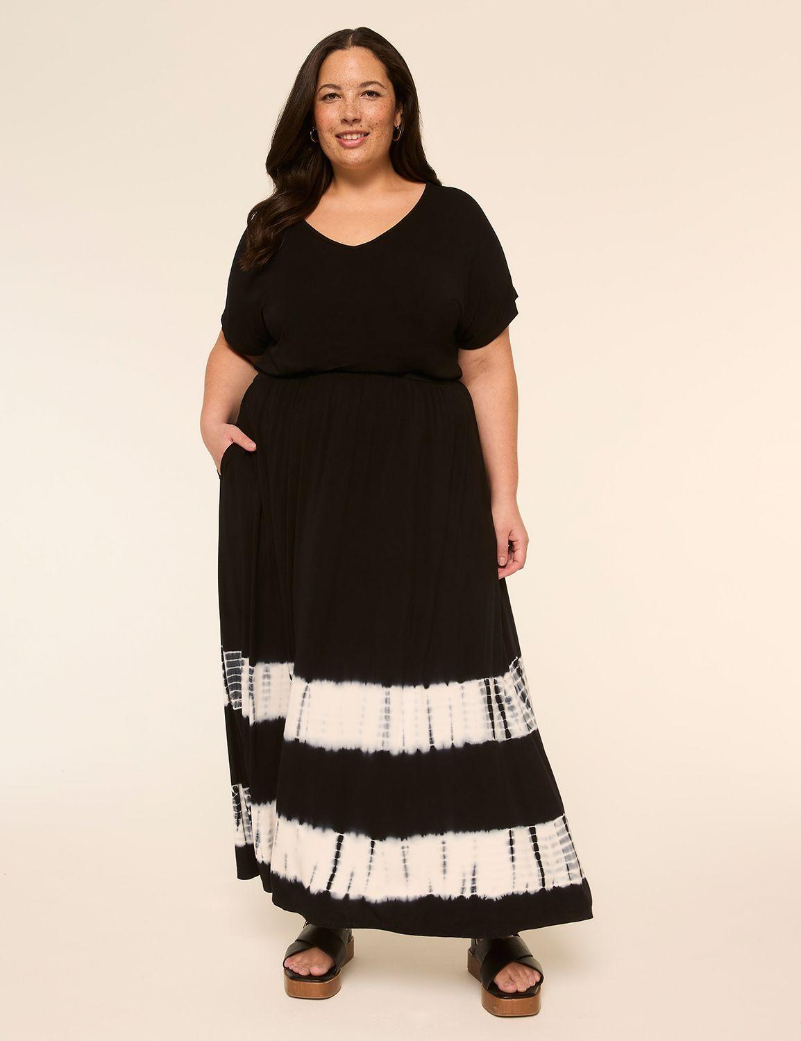 dolman-sleeve v-neck tie-dye dress