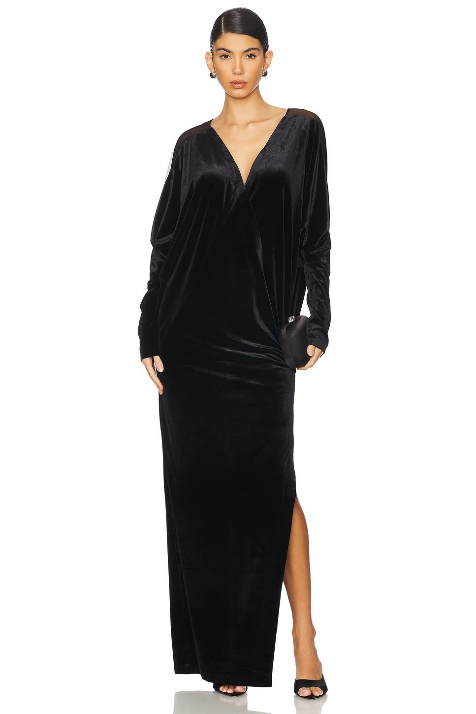 dolman velvet wrap gown