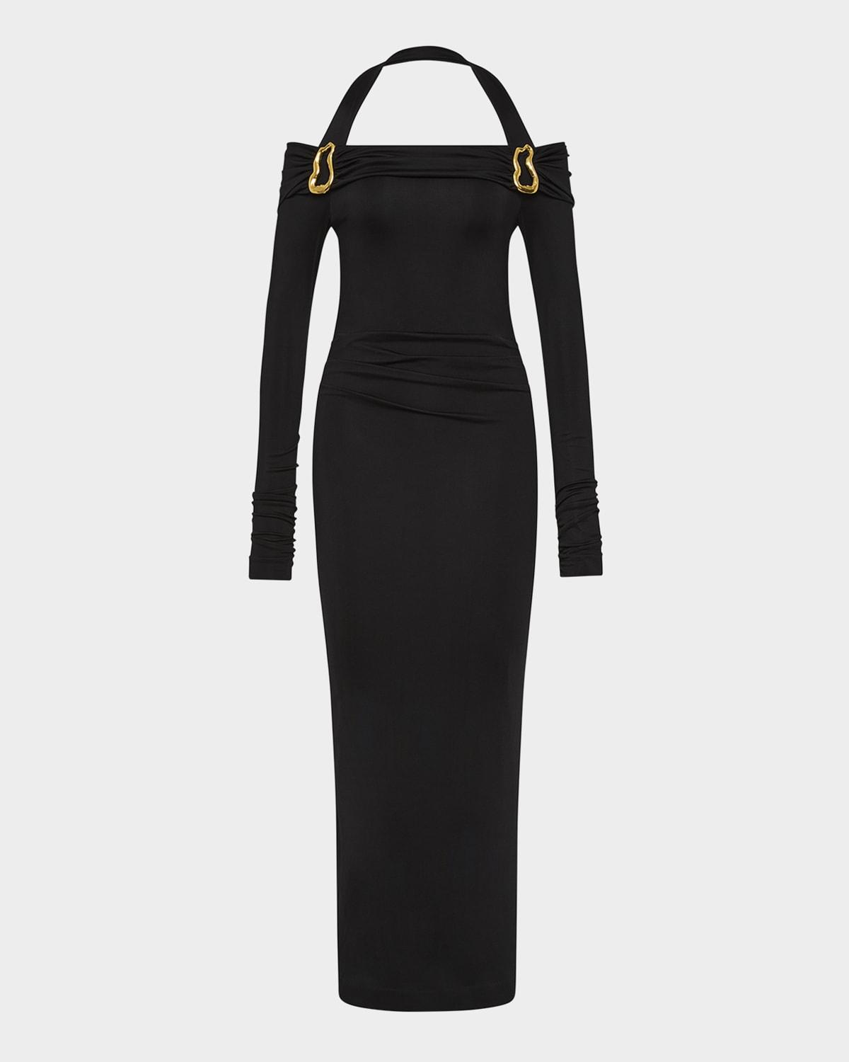 domenica embellished cold-shoulder midi dress