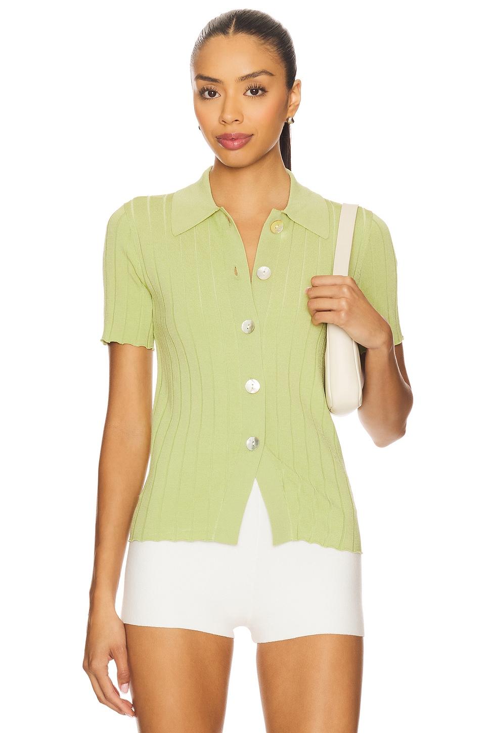 dominique ribbed short sleeve cardigan