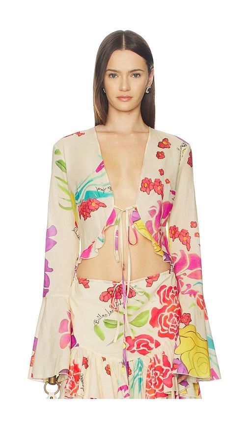donde esteban flores voile blouse in cream,pink.