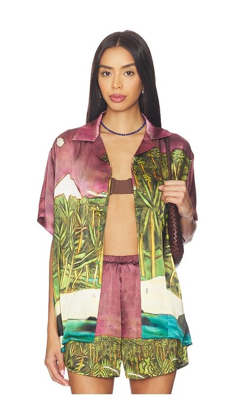 donde esteban la sierra silk shirt in wine,green.