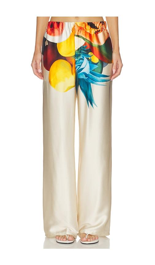 donde esteban white salpicon silk pants in ivory.