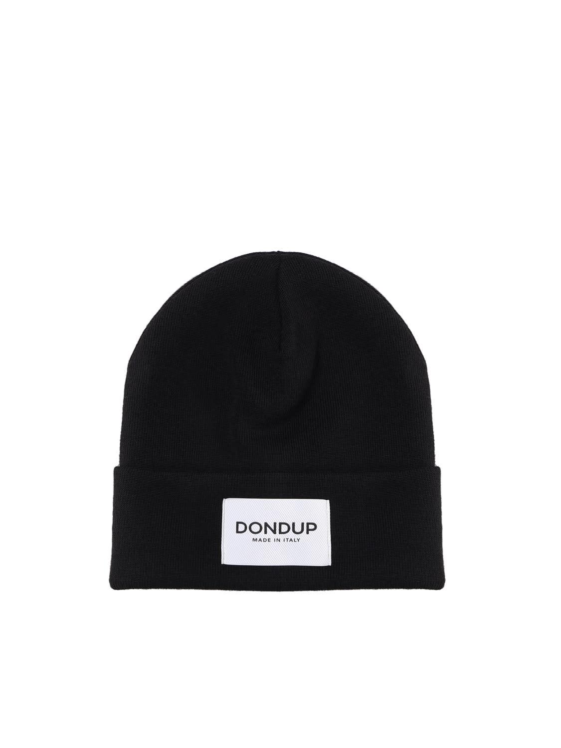 dondup beanie hat with applied logo