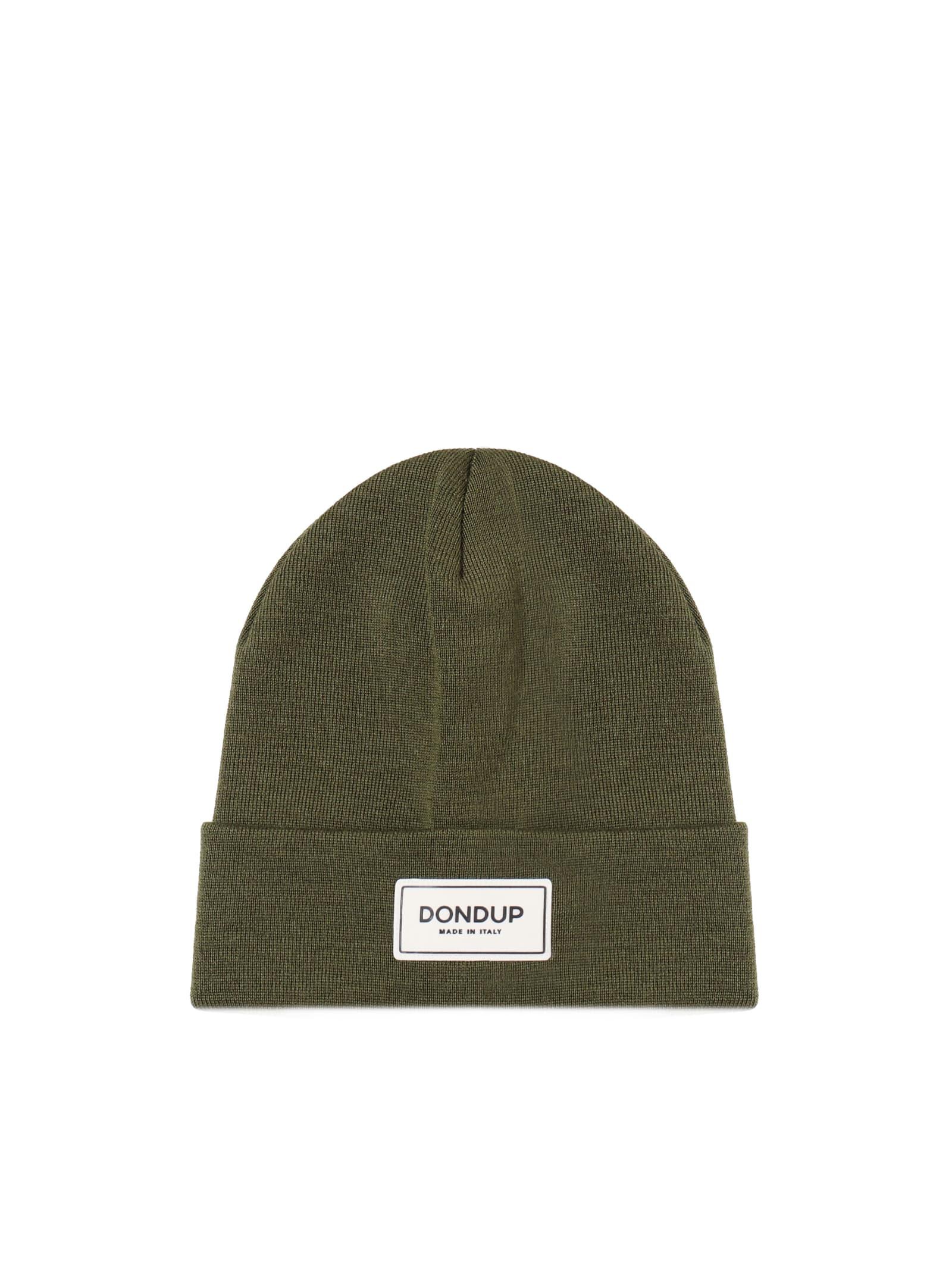 dondup beanie hat with applied logo