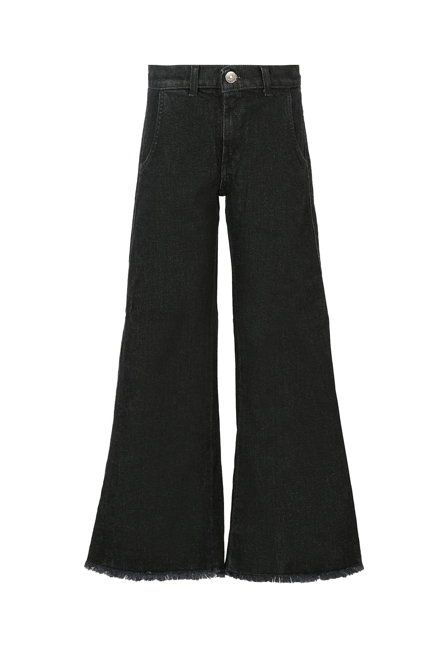 dondup black jeans for girl with logo patch