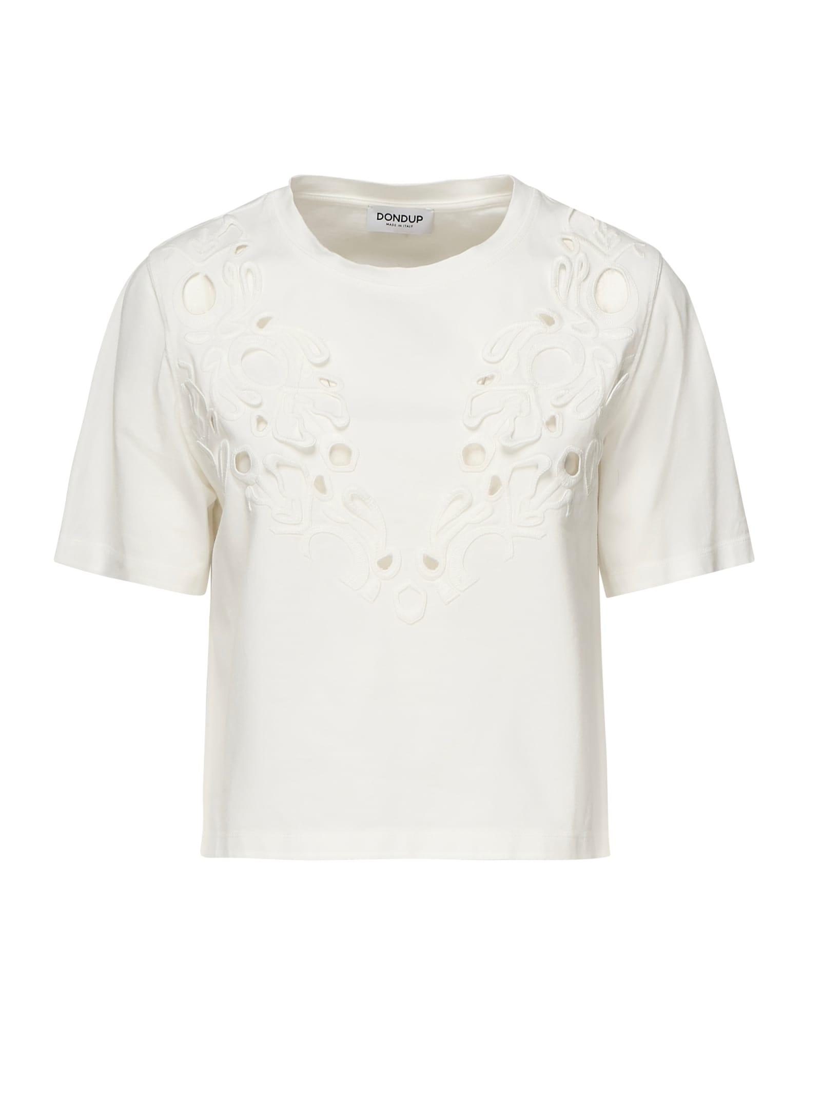 dondup cropped t-shirt in cotton jersey