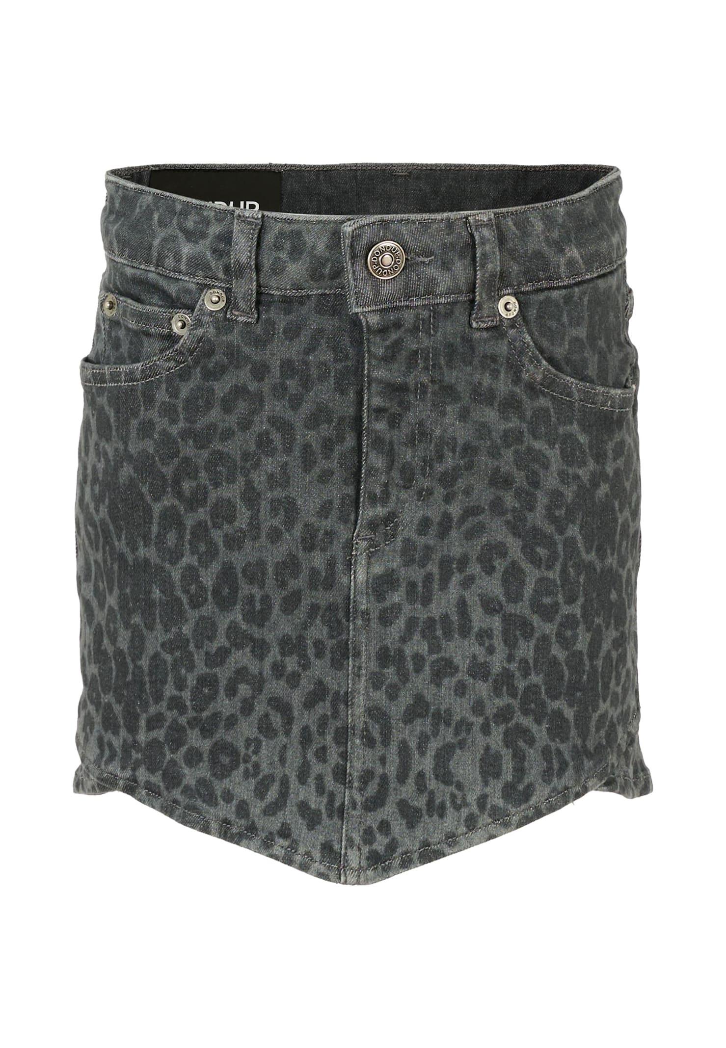 dondup gray skirt for girl with spotted print