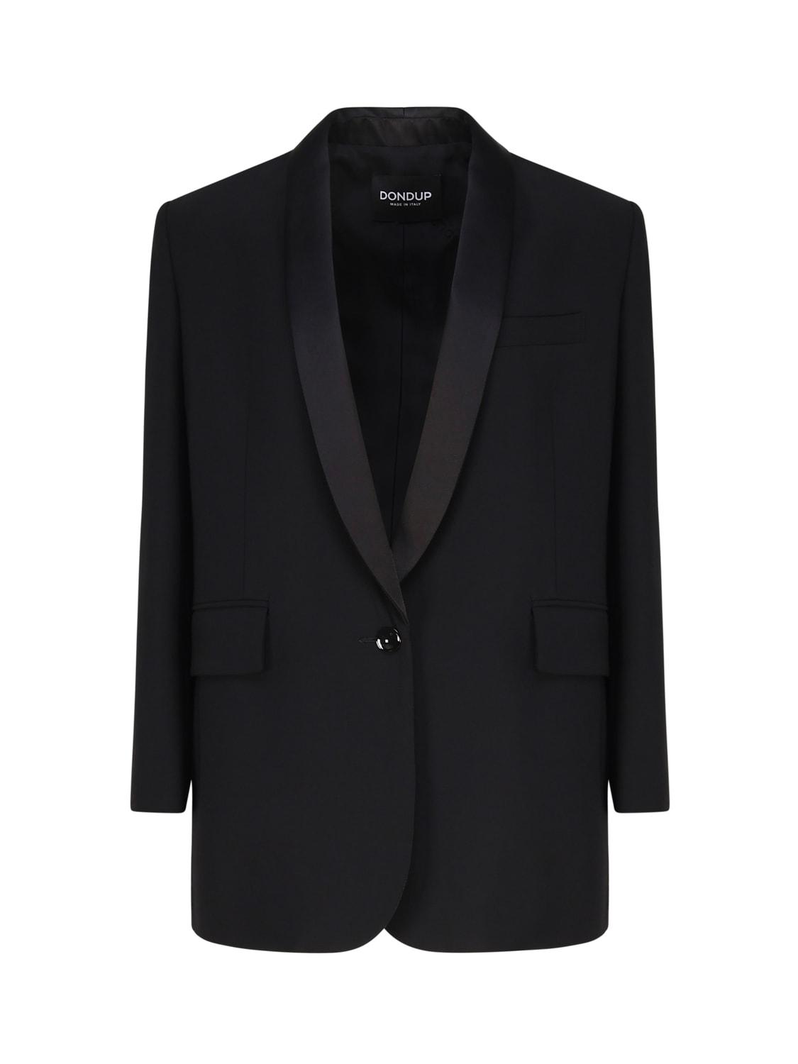 dondup single-breasted blazer in wool blend