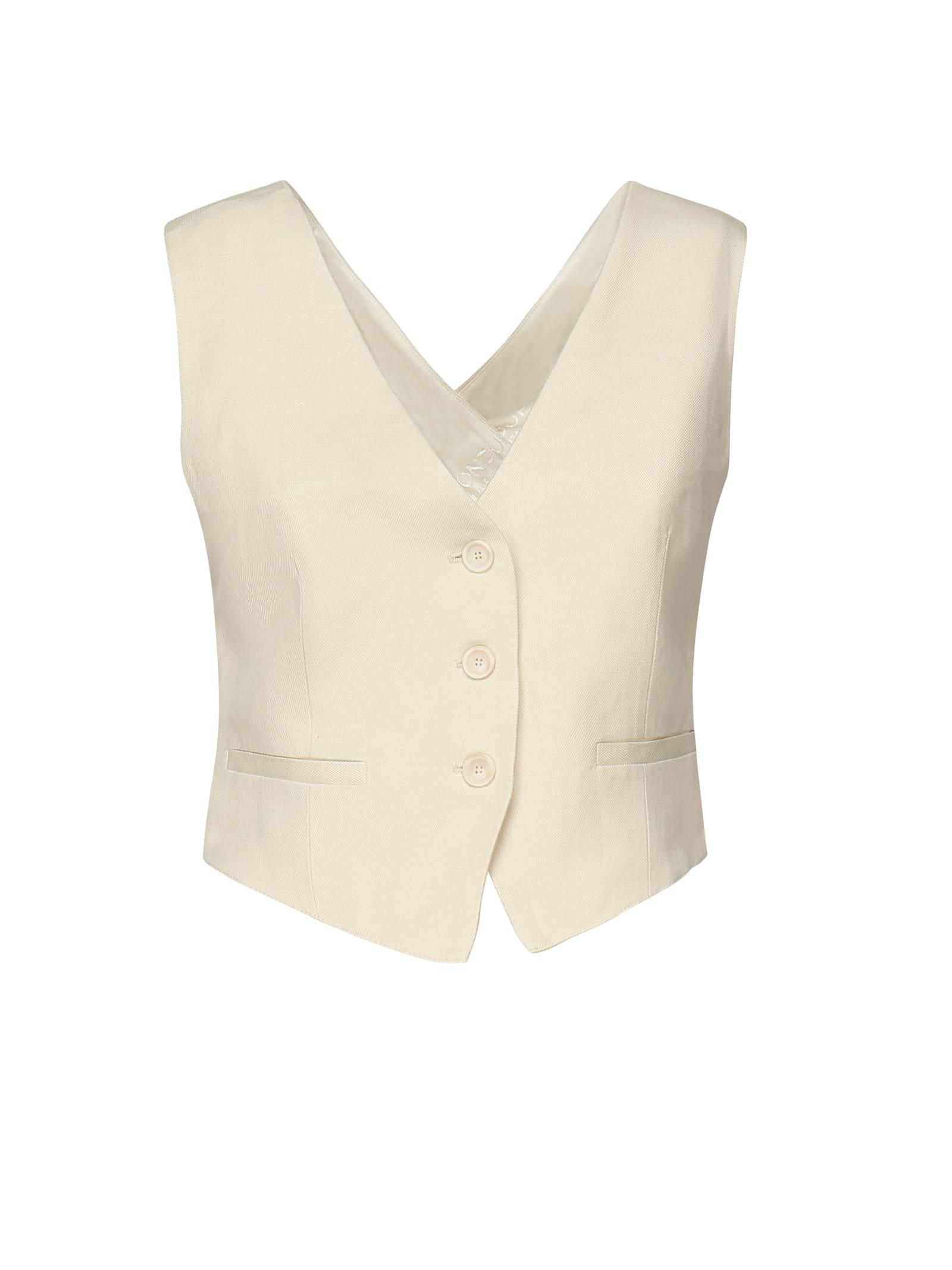 dondup viscose and linen twill vest