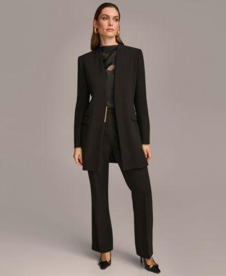 donna karan collarless topper jacket straight leg pant