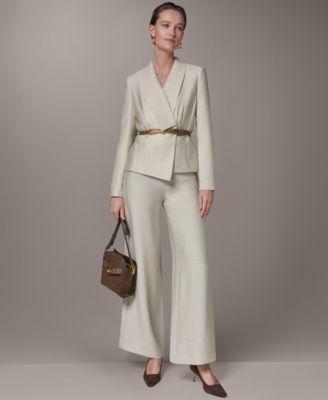 donna karan new york novelty belted jacket wide leg pants