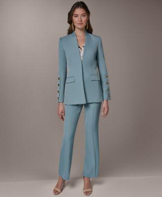 donna karan new york petite collarless blazer straight leg pants