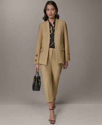 donna karan new york petite collarless buttoned cuff jacket mid rise ankle pants