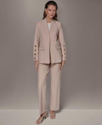 donna karan new york womens 4 button sleeve blazer straight leg pants