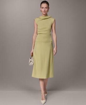 donna karan new york womens asymetrical sweater top midi sweater skirt