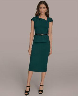donna karan new york womens cap sleeve belted sweater pencil skirt
