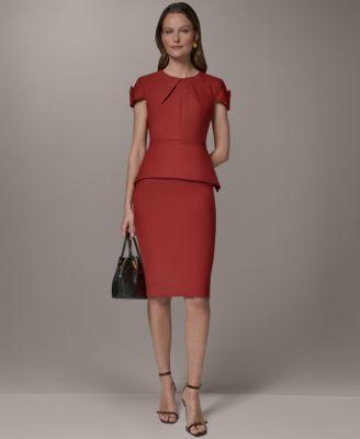 donna karan new york womens crewneck peplum top pencil midi skirt