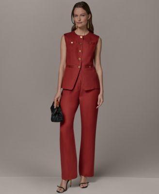 donna karan new york womens crewneck sleeveless vest mid rise straight pants