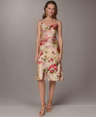 donna karan new york womens floral a line midi dress