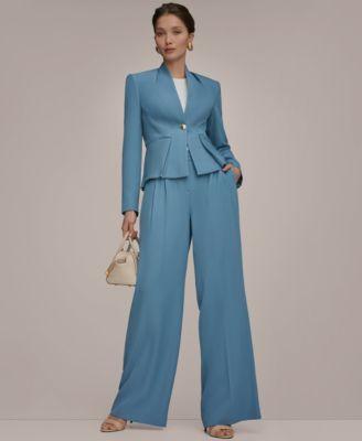 donna karan new york womens high waist mid rise pants one button peplum jacket