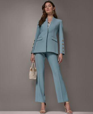 donna karan new york womens long sleeve blazer andstraight leg pants