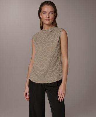 donna karan new york womens mock neck blouse