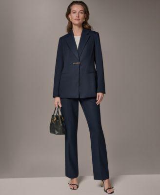 donna karan new york womens notch lapel padded shoulder blazer saight leg front rise pants