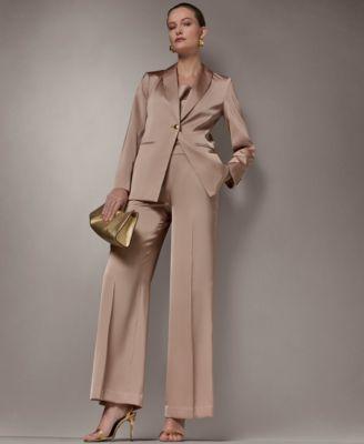 donna karan new york womens one button blazer wide leg pants