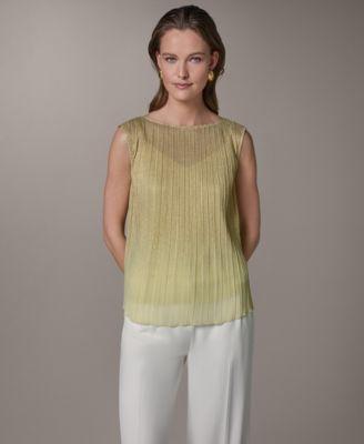 donna karan new york womens pleated boat neck top