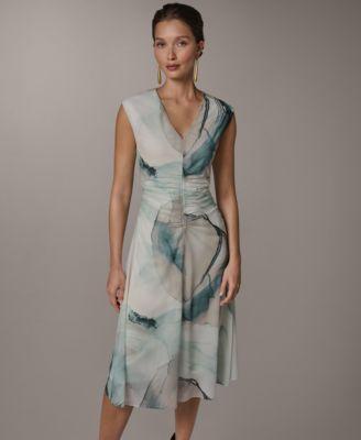 donna karan new york womens v neck midi dress