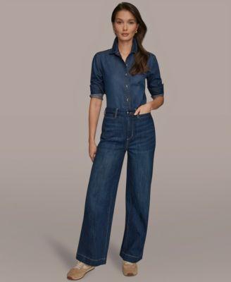 donna karan weekend womens denim classic womens shirt high rise jeans