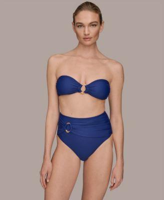 donna karan womens shirred bandeau bikini top bottoms