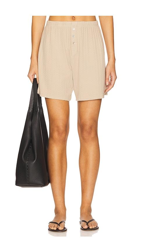 donni. pointelle boxer short in beige.