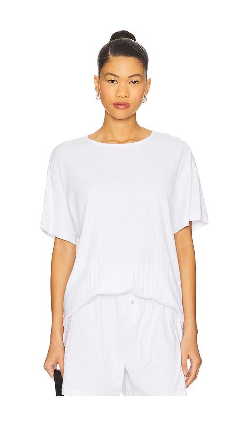 donni. pointelle oversized tee in white.