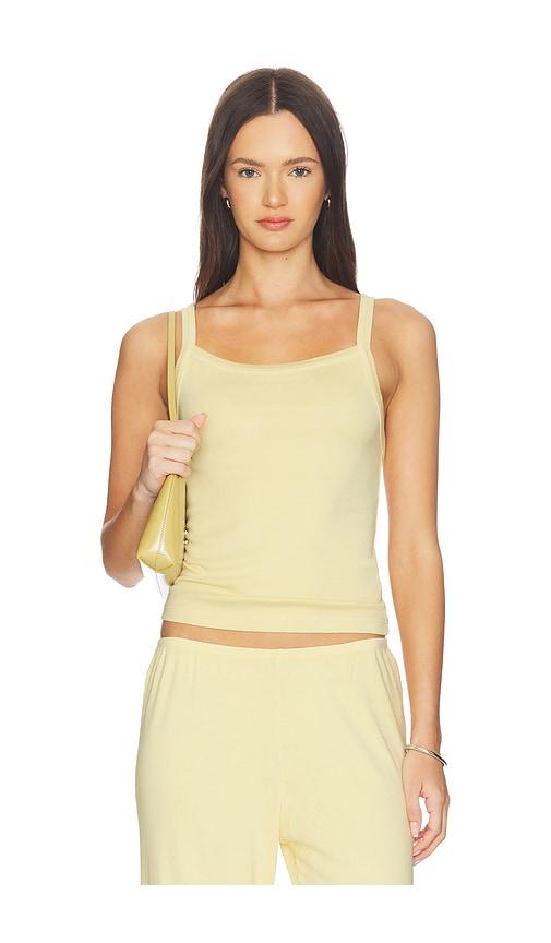 donni. the baby rib square neck tank in lemon.