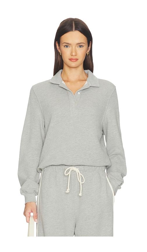 donni. the eco-terry polo sweatshirt in light grey.