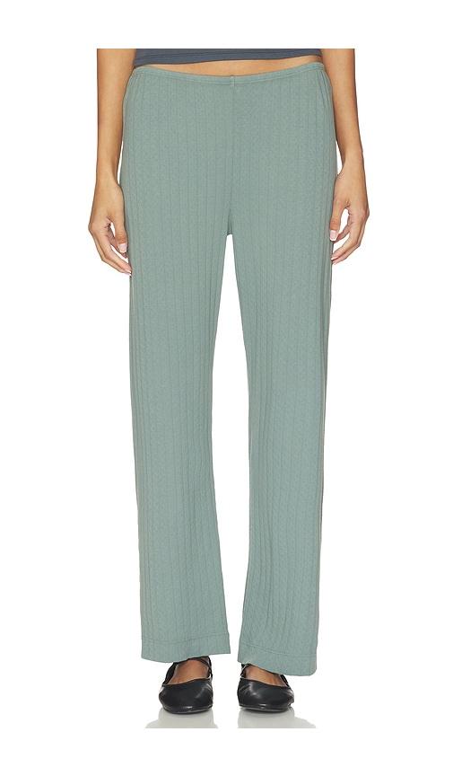 donni. the pointelle simple crop pant in sage.