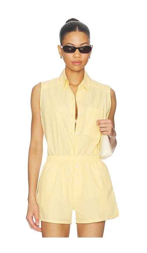 donni. the pop sleeveless shirt in yellow.