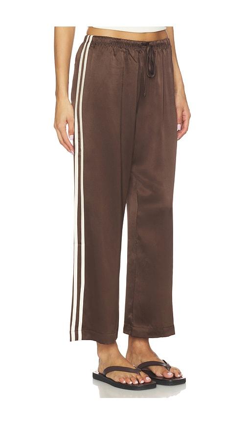 donni. the silk stripe crop pant in brown.