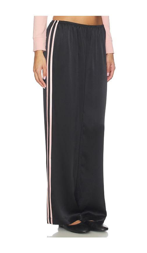 donni. the silk stripe simple pant in black,pink.