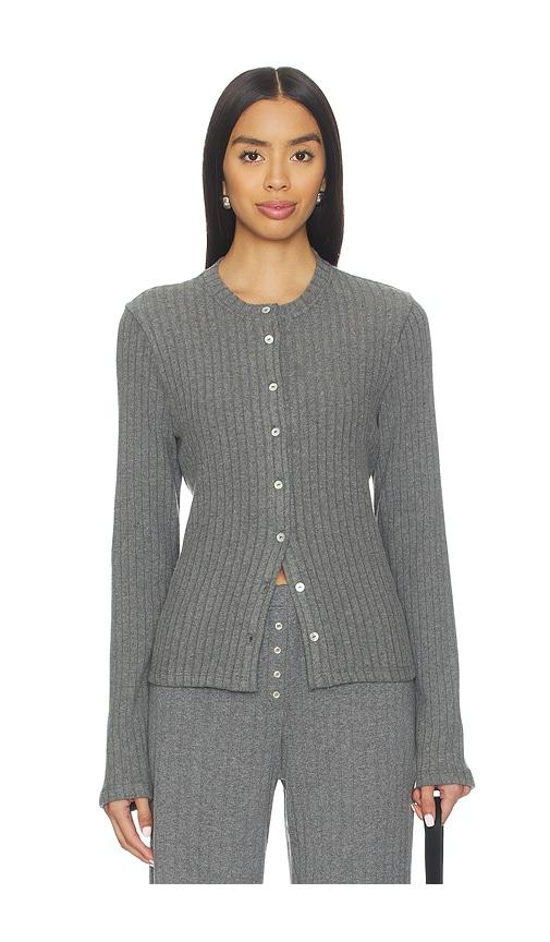 donni. the sweater rib cardi in grey.