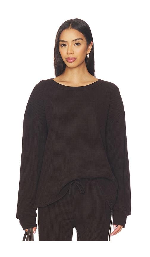 donni. the thermal crewneck sweater in brown.