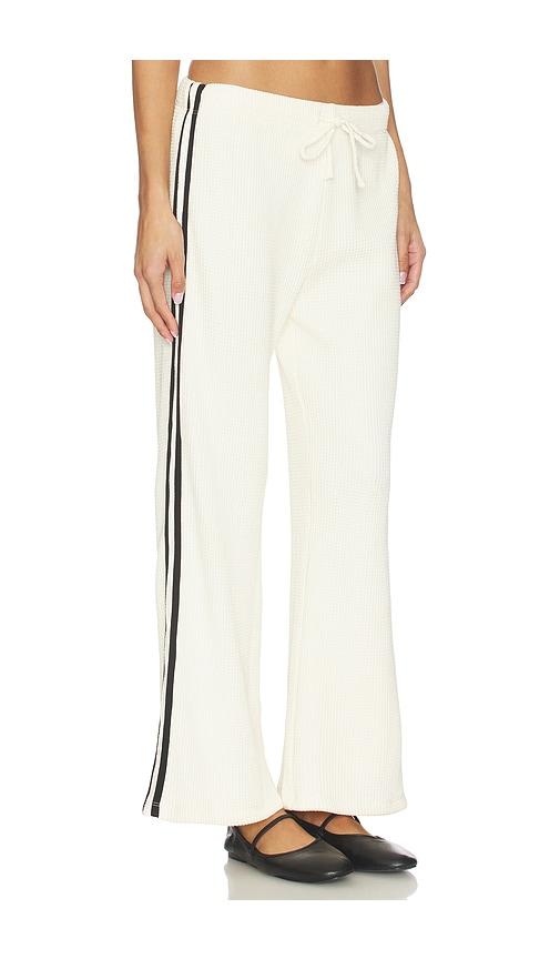 donni. the thermal stripe crop pant in cream,black.