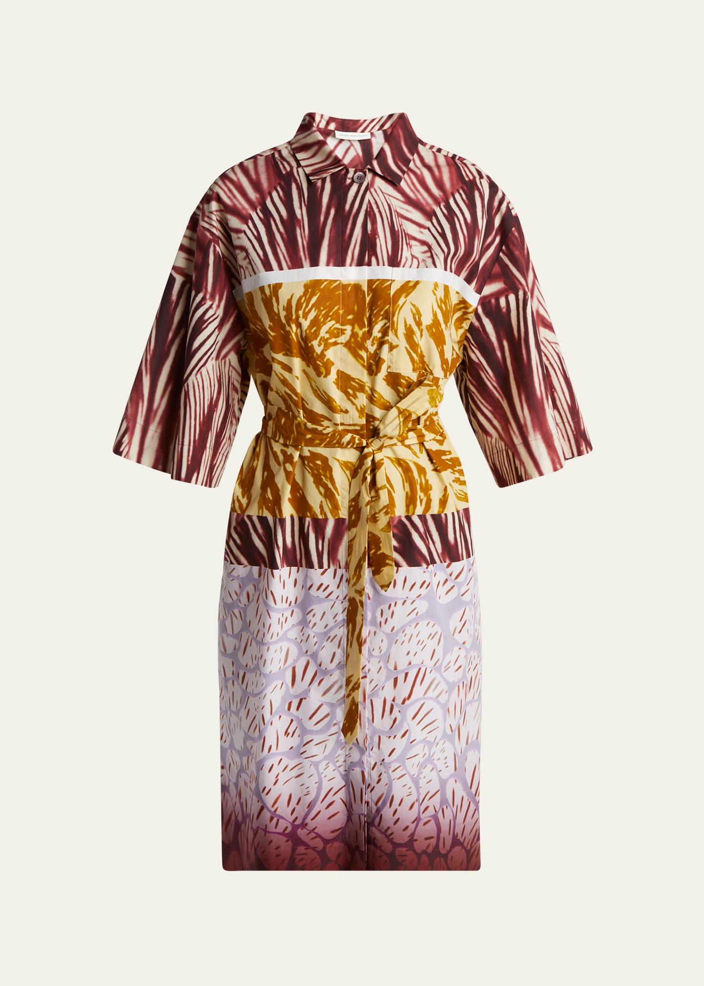 doralia printed tie-belt shirtdress