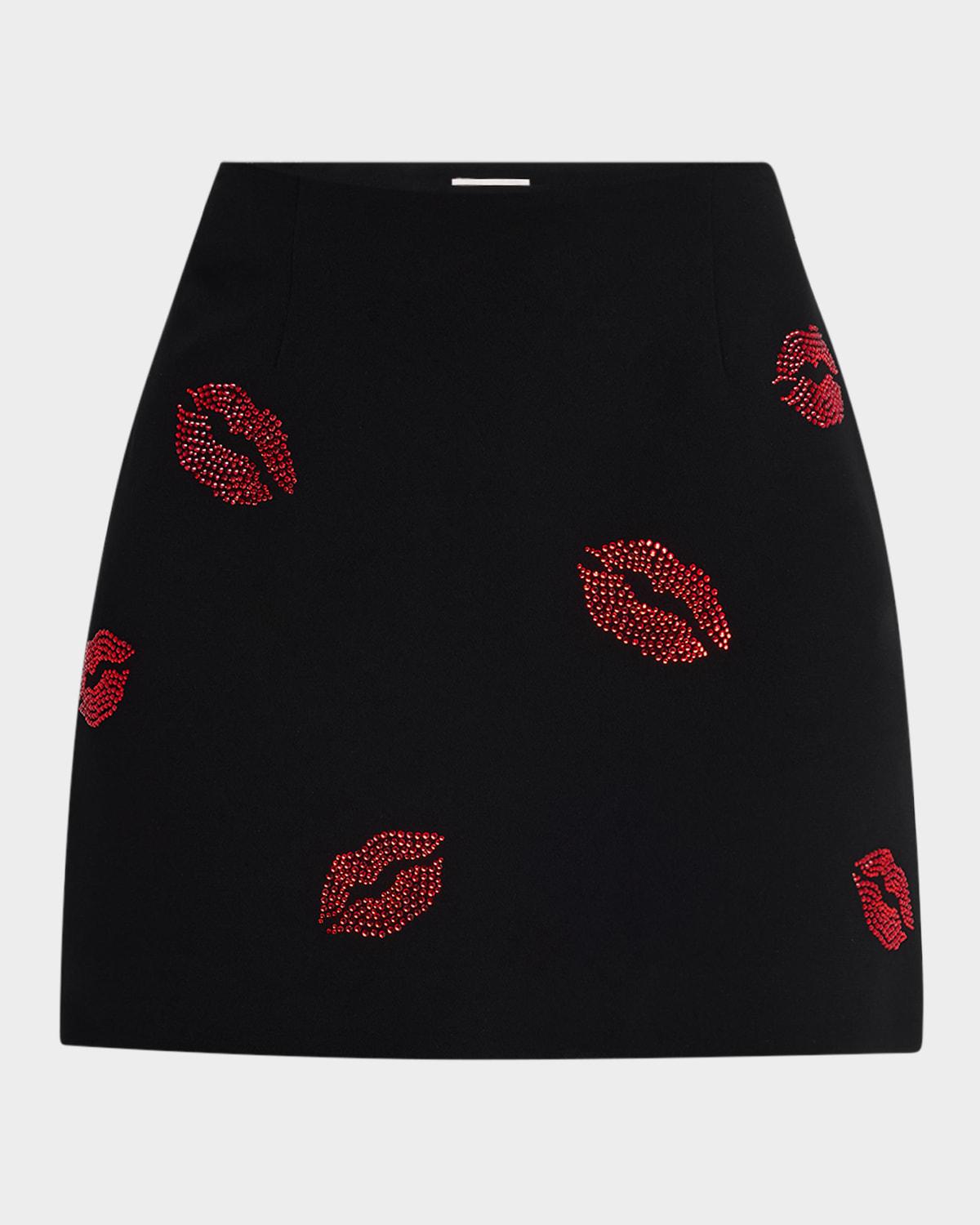 doris kissing booth embroidered mini skirt