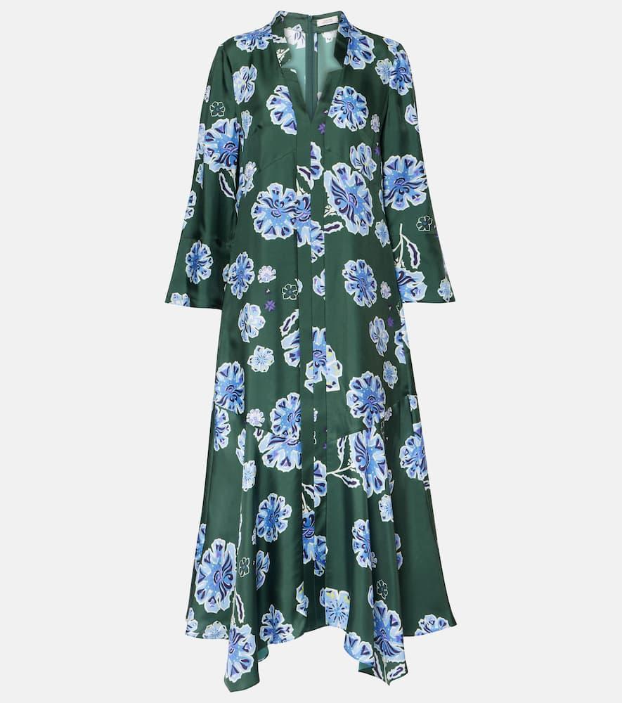 dorothee schumacher big garden floral silk twill midi dress