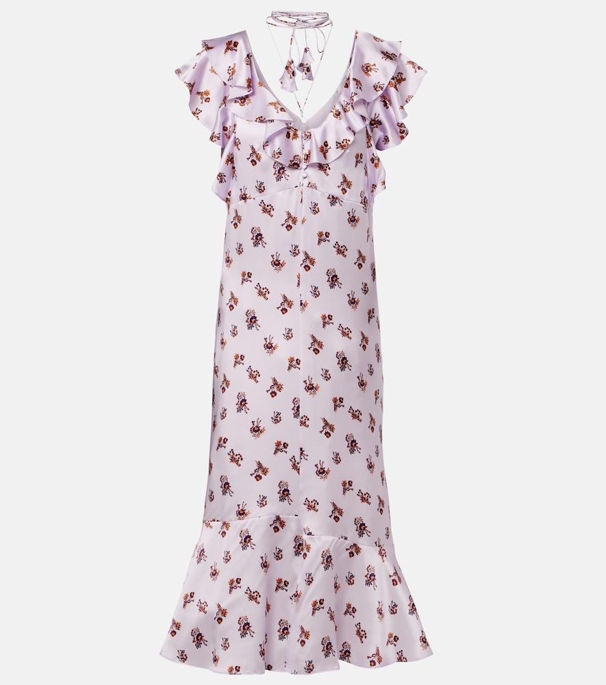dorothee schumacher shiny daydream floral silk satin midi dress