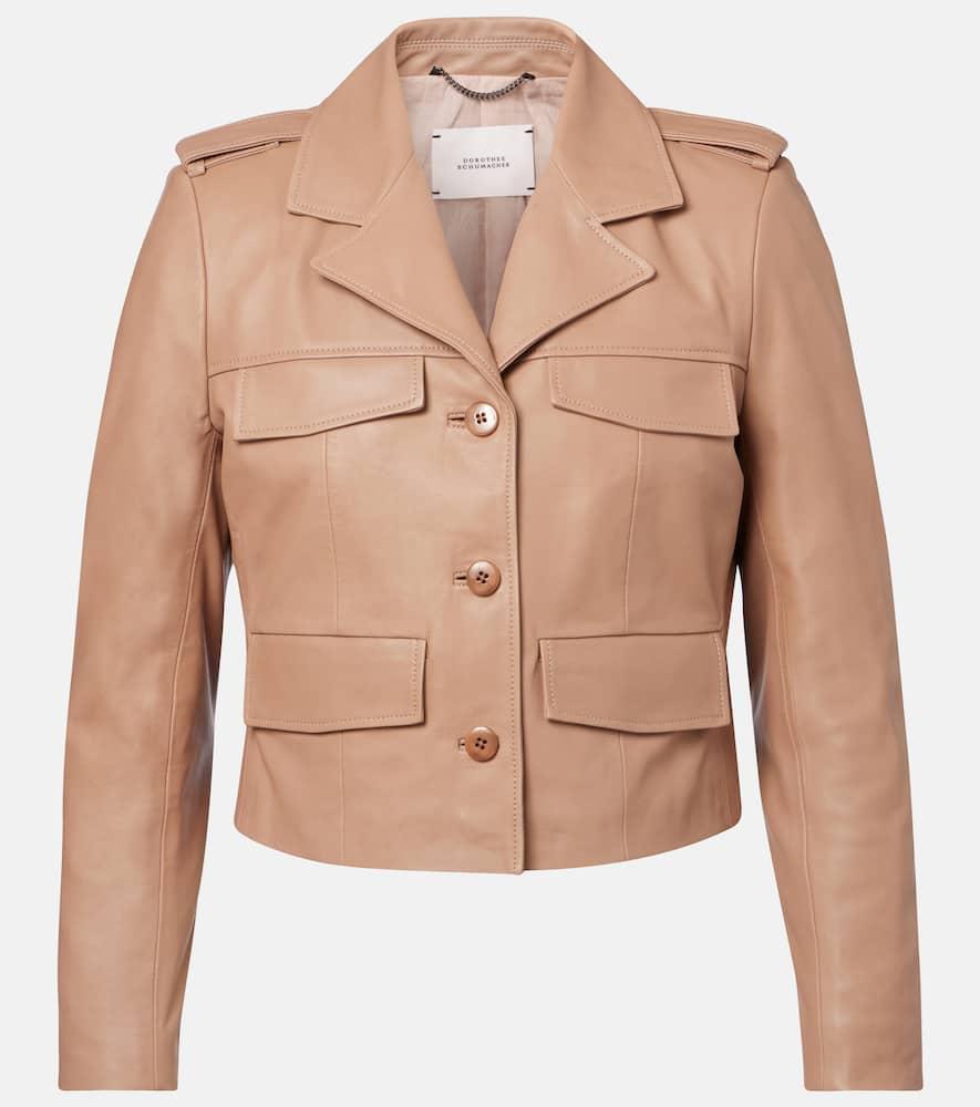 dorothee schumacher sleek statement cropped leather jacket